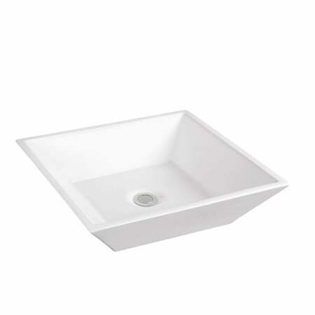 KD GABINETES White Artistic Porcelain Vessel Bathroom Sink, 16 x 16 x 4.75 in. KD1872571